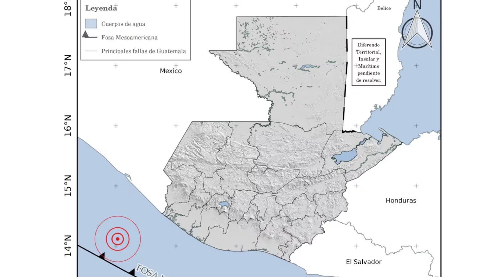 En la imagen se muestra el epicentro del sismo.